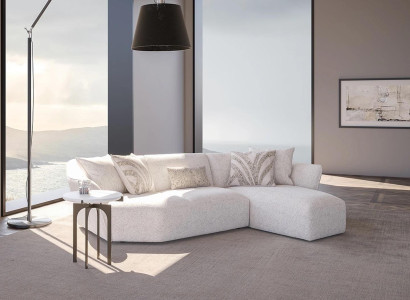 Designer Sofa Couch White Furnishings Living room Corner sofa L-shape Upholstered furniture